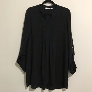 Tuxedo style blouse in black